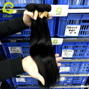 Ghair Wholesale 9A+ Raw Virgin Human Hair Bundles Straight Wave 1b# 10"-30"