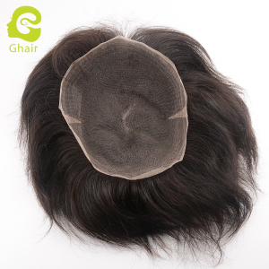 Ghair wholesale men toupee full lace style Indian virgin human hair breathable straight 1B# 6x8 7x9 8x10 9x11 6"-8" hair length