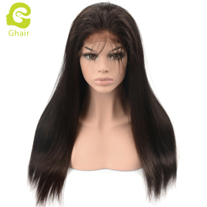 Ghair wholesale 9A+ Full lace wig raw virgin human hair straight wave 1B# 10"-26"