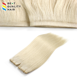 High quality 613 color double drawn pu weft hair extension