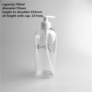 Clear empty 700ml hair lotion pumps bottles 