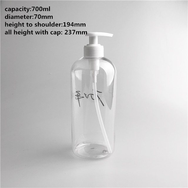 Clear empty 700ml hair lotion pumps bottles 