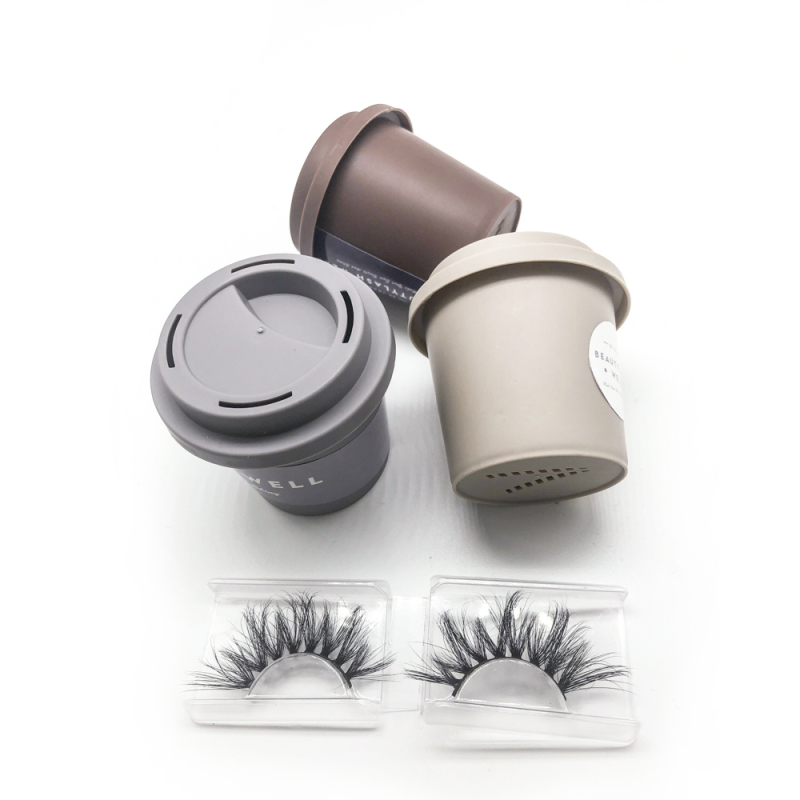 Custom Logo of 3D 5D 25mm mink eyelash coffee cup lash box for hot sale mink eyelash styles lash case