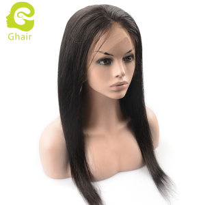 Ghair wholesale 10A+ 360 wig raw virgin human hair straight wave 1B# 10"-26"