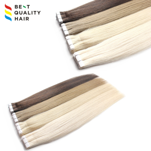 Stock Brazilian hair tape in hair extension, double drawn straight tape in hair