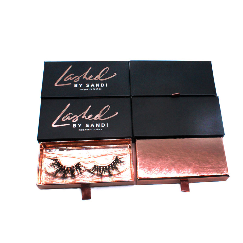 B40 make your own eyelash paper box packaging private label black rose gold marble empty drawer custom lashes box vendors 