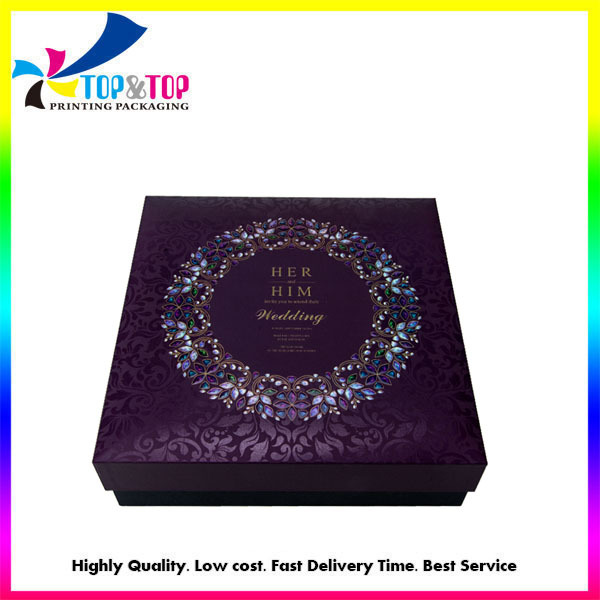 Customized Purple Rigid Lid and Base Gift Box with Spot UV 