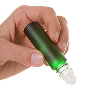 Green Frosted Glass Roll-on Vials with Caps and Balls