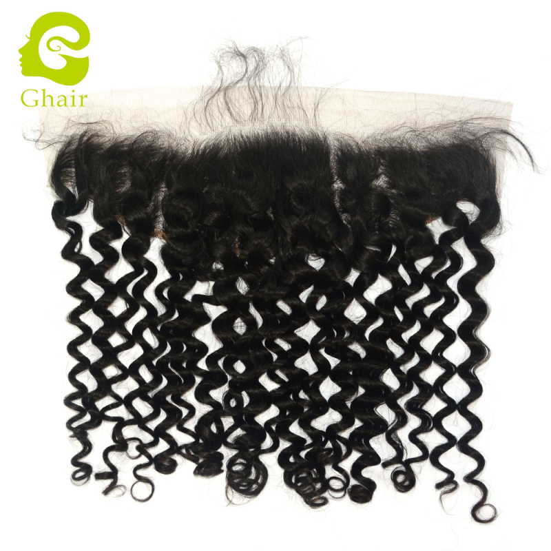 Ghair wholesale 9A+ 13x4 Regular Lace frontals raw virgin human hair Italian curly 1B# 10"-20"