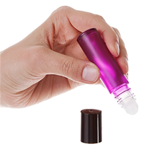 Purple Frosted Glass Roll-on Vials with Black Caps YBG
