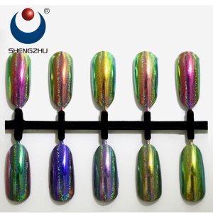 Rainbow color holographic Nail art Pigment chrome Powder 