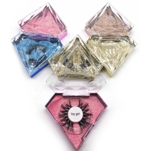 New design diamond eyelash box with handmade 25mm 3d mink eyelashes