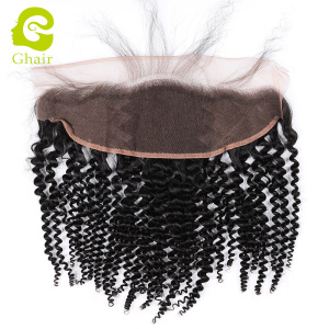 Ghair wholesale 9A+ 13x4 Regular Lace frontals raw virgin human hair Kinky curly 1B# 10"-20"
