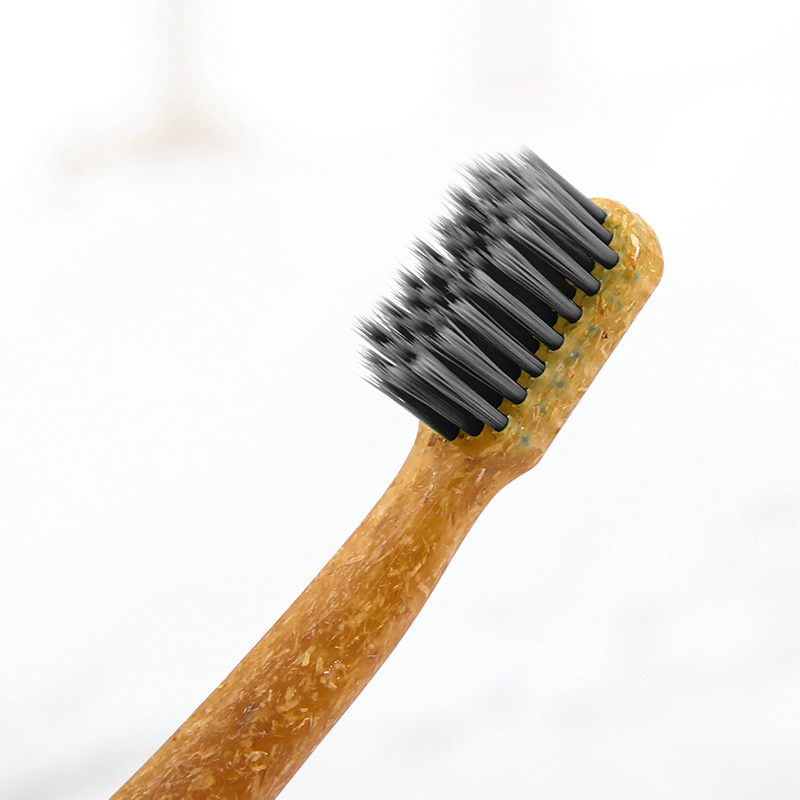 Mikolife fruit wood toothbrush handle, charcoal bristles toothbrush 1*2