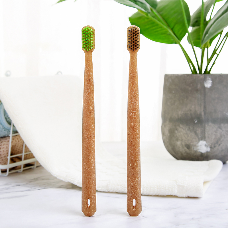 Mikolife fruit wood toothbrush handle, charcoal bristles toothbrush 1*2
