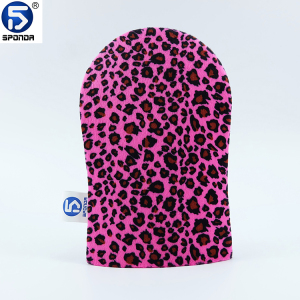 Sponda velour Tanning Applicator GloveTanning mitt with leopard print 