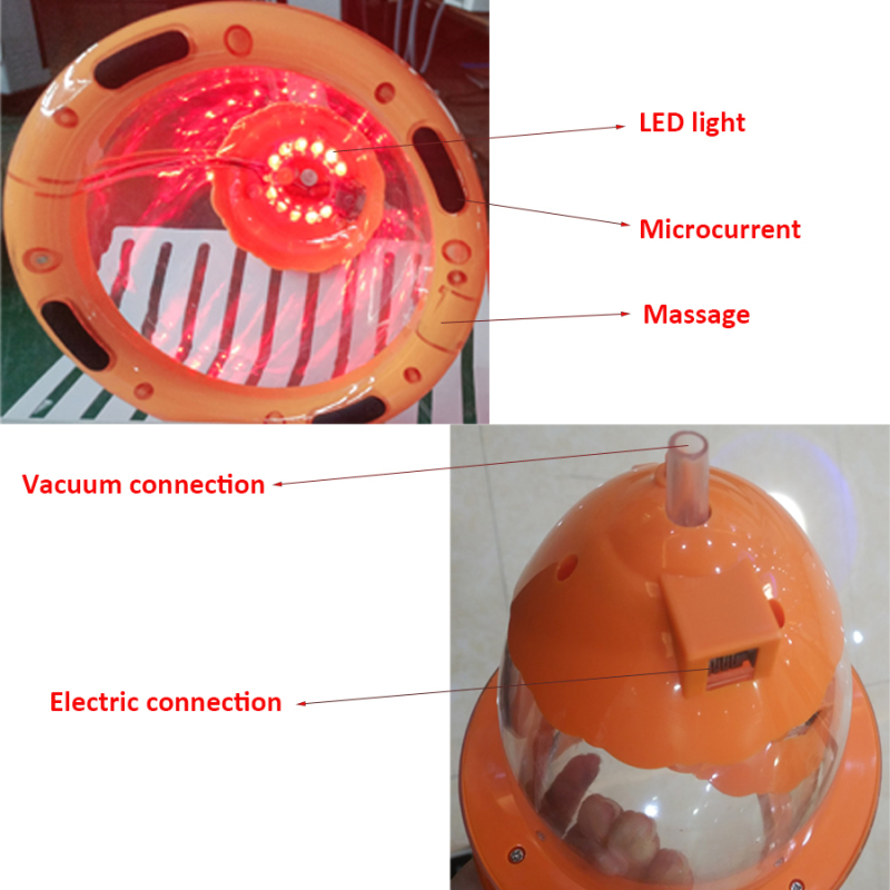 New style microcurrent vibration led vacuum breast enlargement / butt lifting machine with 6 pcs vacuum cups