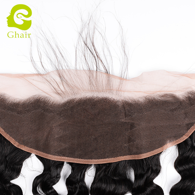 Ghair wholesale 9A+ 13x4 Regular Lace frontals raw virgin human hair Loose deep wave 1B# 10"-20"