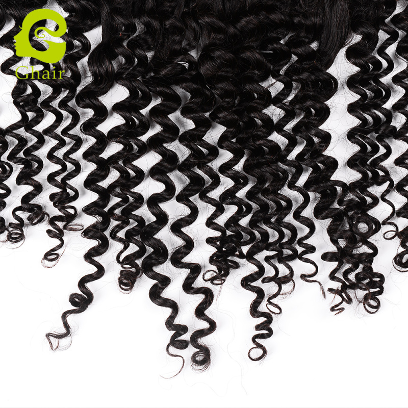 Ghair wholesale 9A+ 13x4 Regular Lace frontals raw virgin human hair Deep curly 1B# 10"-20"