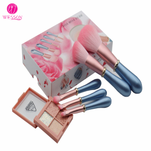 Pink and blue diamond high quality make-up brush and gift box set 5pcs makeup brush set 