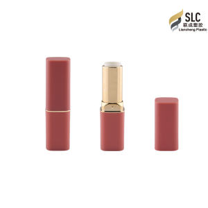 Factory hot sales wholesale gold rim circle empty lipstick tube simple red  gold square lipstick container 