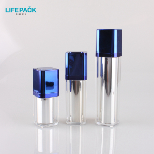 new design 15ml 30ml 50ml square rotary airless pump lotion bottles cosmetics packaging 