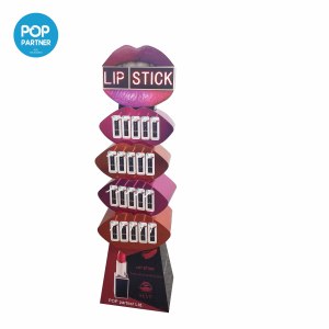 Fashionable Cardboard Lip stick Display Rack Makeup Hook Display