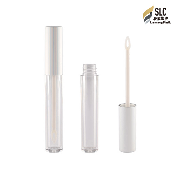 Custom plastic lip gloss tube packaging lipgloss tube with brush applicator empty round lip gloss packaging