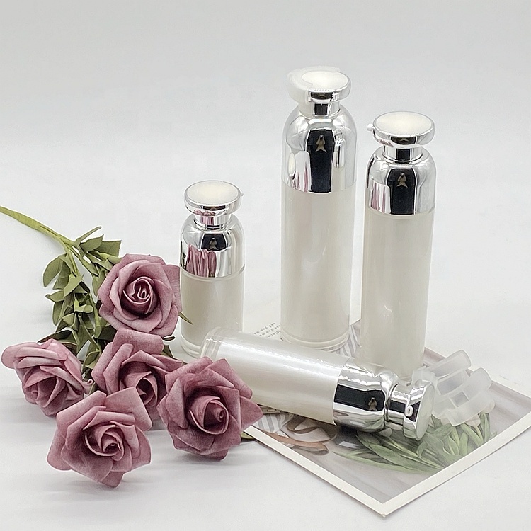 Pearl White Vacuum Skincare Plastic Container Acrylic Airless Bottle Packaging Cosmetics From China 