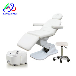 Kangmei Modern Adjustable Therapy Spa Salon Cosmetic 3 Electric Motors Beauty Massage Table Treatment Bed Podiatry Facial Chair 