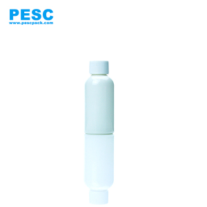 60ml boston round PET bottle in white with ribbed scew cap and a foil induction seal