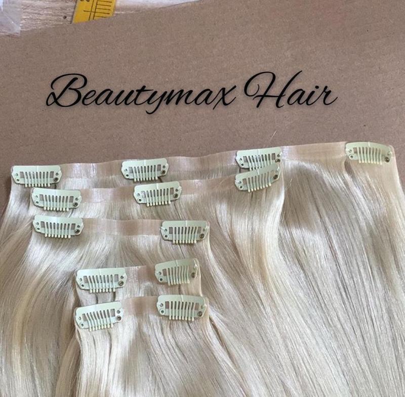 best selling human hair weave clip hair extensions 100% remy Indian clip in