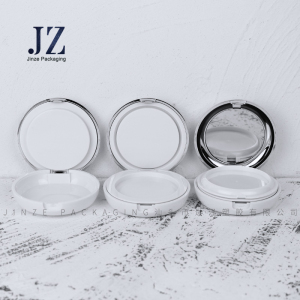 jinze round shape three layers pressed powder compact case with mirror