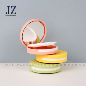 jinze round shape magnetic colorful makeup case compact powder packaging with mirror