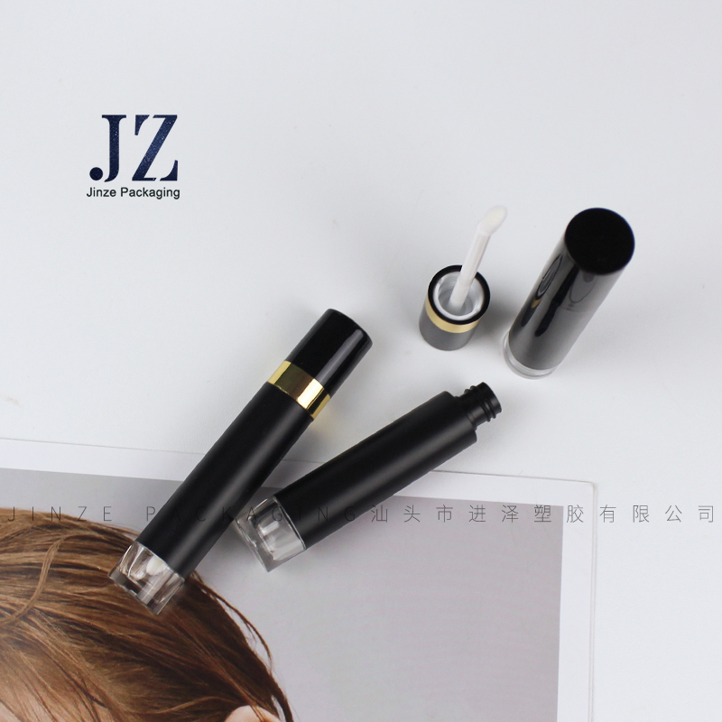 jinze 7ml round shape lip gloss tube containers packaging with transparent bottom