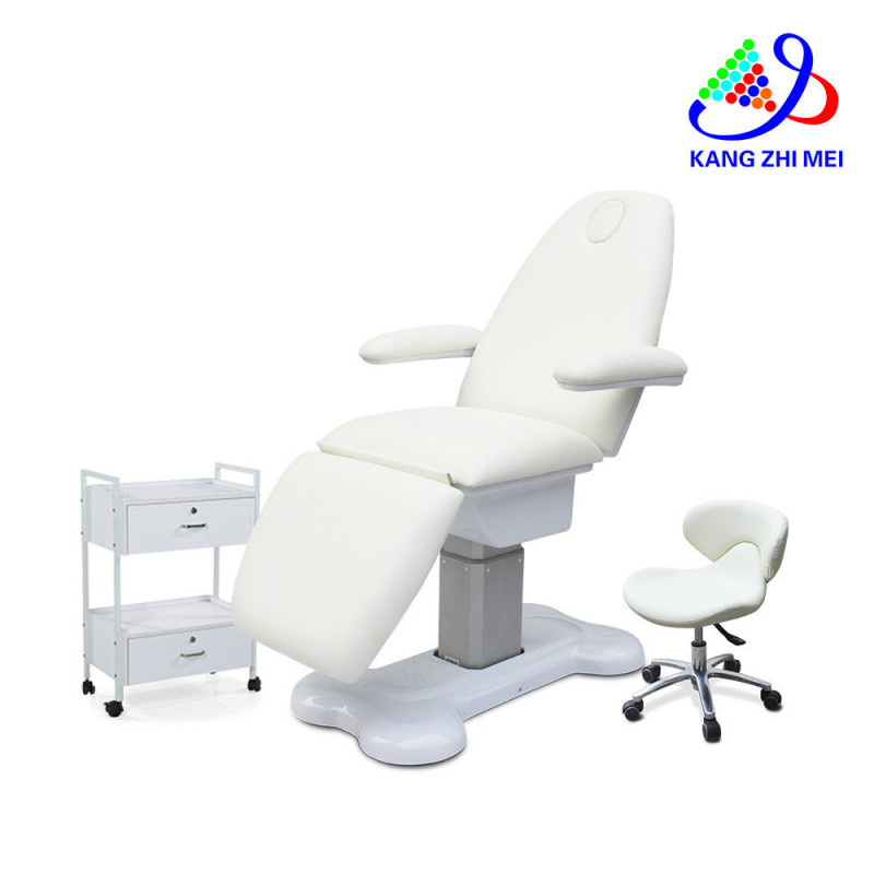 White European 3 Motors Salon Spa Electric Adjustable Lift Treatment Massage Table Tattoo Beauty Facial Chair