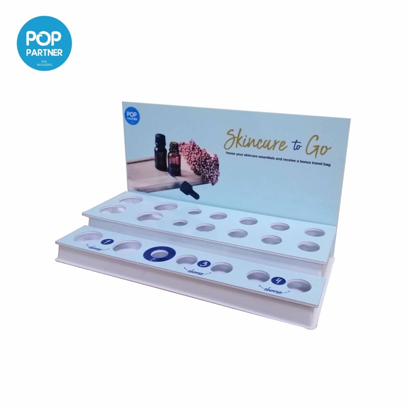 Customized Plastic POS Tray Counter Display for Skincare Essential Oil Bottles