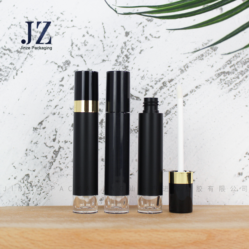jinze 7ml round shape lip gloss tube containers packaging with transparent bottom