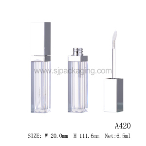 Wholesale Empty Shiny Silver Square Lipgloss Packaging Containers Private Label Lip Gloss Tube