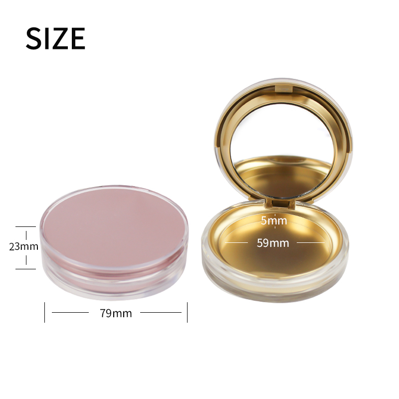 jinze  transparent outside gold pink inner double-deck magnetic compact powder case packaging with mirror