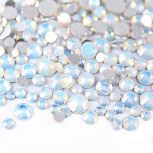 400pcs Mix White Opal Crystal Nail Art Rhinestones 3d Charm Glass Flatback Non Hotfix DIY Nail Jewelry Sticker Decorations 