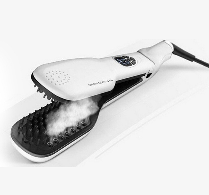 New Design Steam Hair Straightener Brush With LCD Display Double Teeth Electric Steam Hair Straightener Beauty Hair Tool 