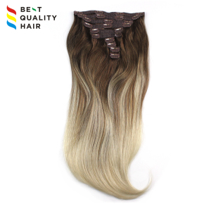 Custom made good quality mix color clip in hair extension