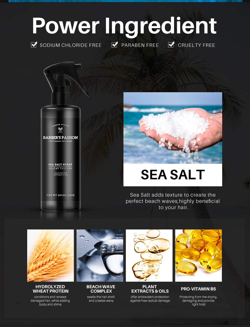 Everythingblack sultfate free volume beach wave make sea salt spray