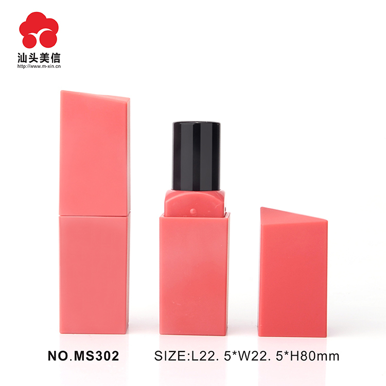 Customized cosmetic packaging New Fashion Slant design Unique Plastic Cosmetic Empty Lip Balm Tube / Lipstick tube Packaging
