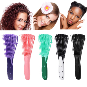 Private logo professional high quality rubber handle octopus styling hair brush wet detangling hair brush 