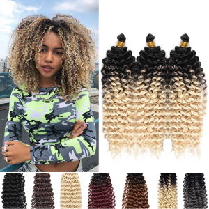 Crochet Braiding Hair For Black Women-14 Inch Marlybob Water Wave Synthetic Bohemian Crochet Curly Hair 