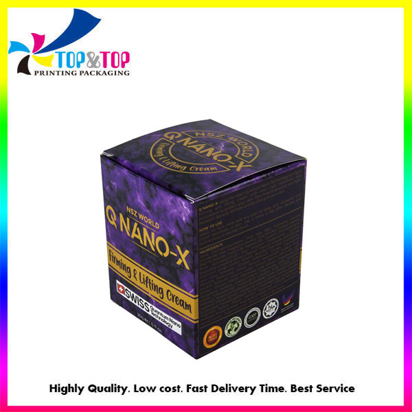Customized Square Purple Cheap Cream Jar Packaging Folding Paper Box