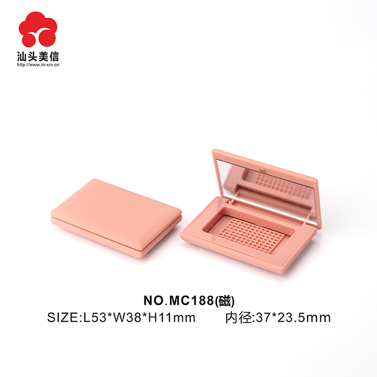 Private label rectangle Shape Cute Plastic Cosmetic Compact Powder Case