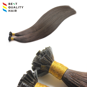 Dark brown color high quality brazilian hair flat tip hair extension